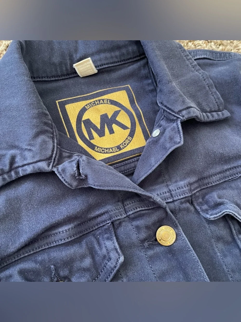 MICHAEL KORS Oxford Blue Denim Style Jacket Women's‎ Size M Mid Length Stretchy
